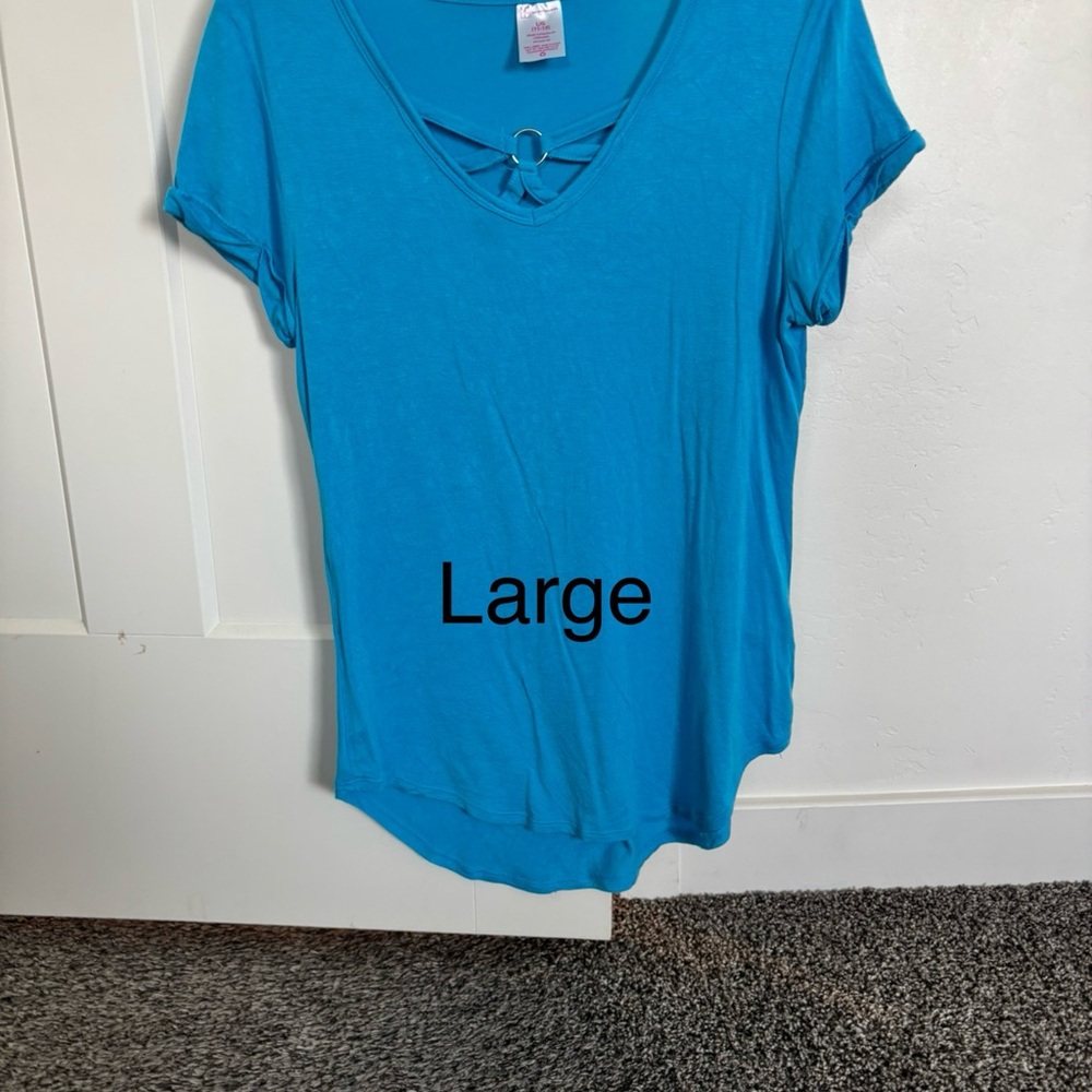 Blue V-Neck Women's Top